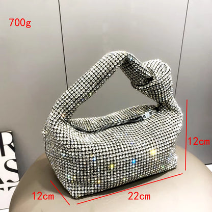 Handmade Rhinestones Evening Bag Silver Crystal Handmade Bags for Women Purses and Handbags Luxury Designer Banquet Bag