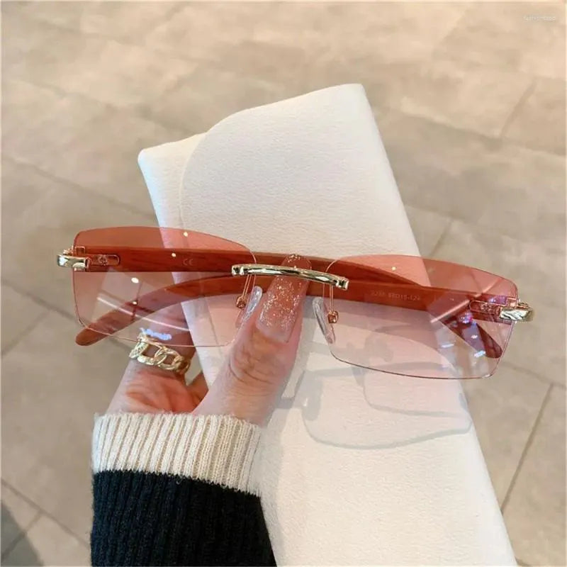 Sunglasses UV400 Retro Gradient Rectangle Sunglasses Frameless Eyewear for Women Driving Shades