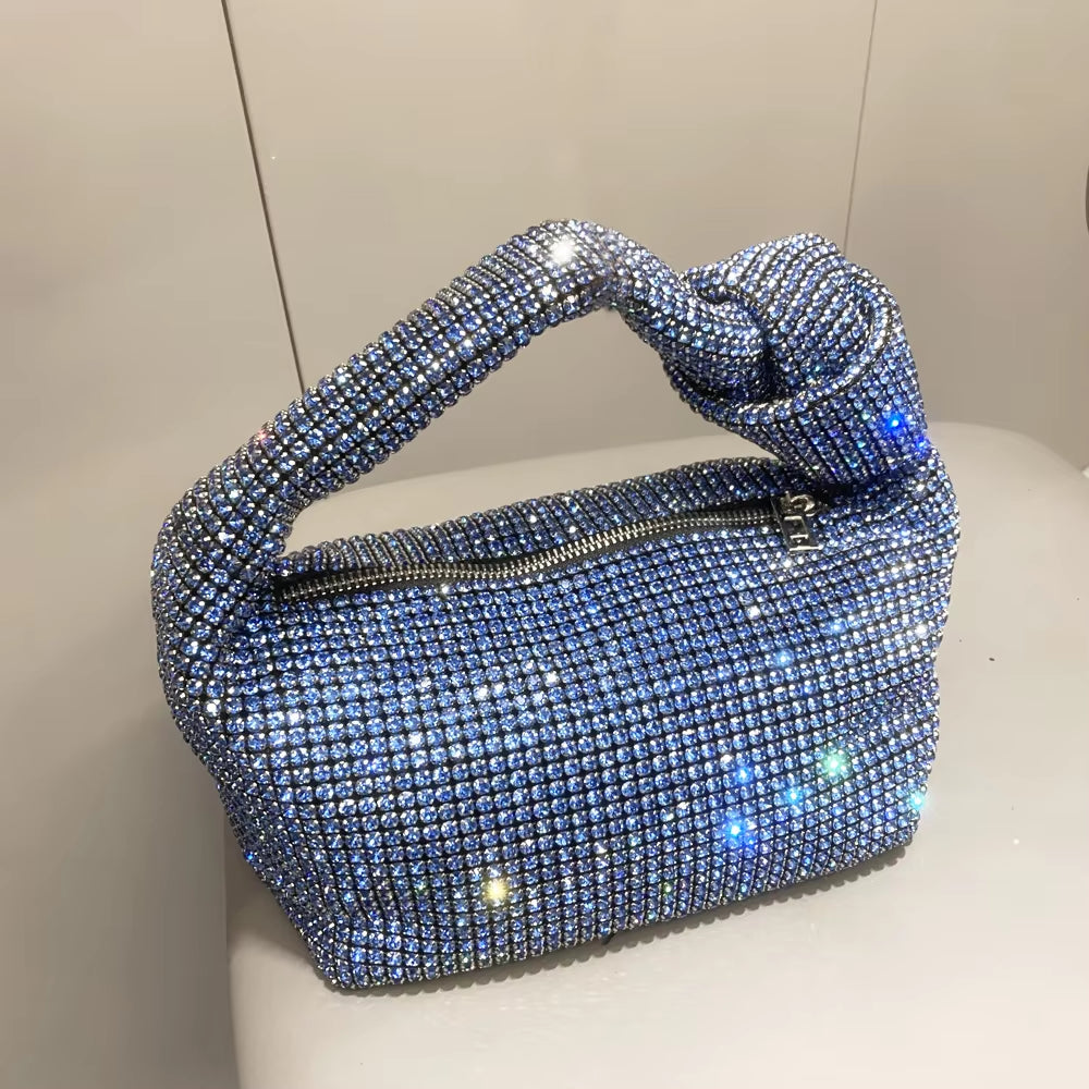 Handmade Rhinestones Evening Bag Silver Crystal Handmade Bags for Women Purses and Handbags Luxury Designer Banquet Bag