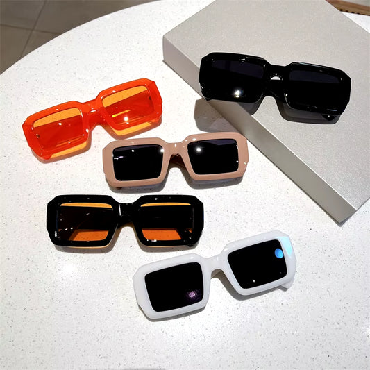 Vintage Rectangle Sunglasses Fashion Square Candy Color Shades Eyewear Trendy Retro Women Brand Design UV400 Sun Glasses