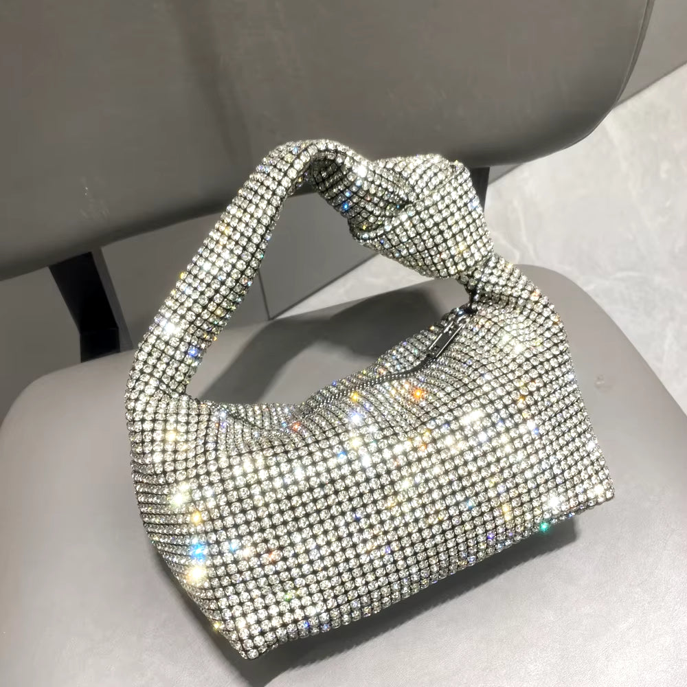 Handmade Rhinestones Evening Bag Silver Crystal Handmade Bags for Women Purses and Handbags Luxury Designer Banquet Bag