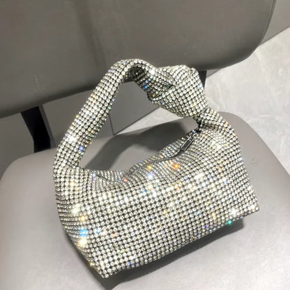 Handmade Rhinestones Evening Bag Silver Crystal Handmade Bags for Women Purses and Handbags Luxury Designer Banquet Bag